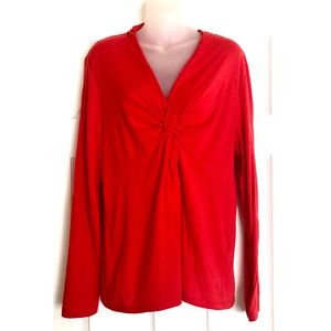 ECI Red Long Sleeved Knotted Shirt